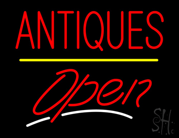 Antiques Open Yellow Line LED Neon Sign