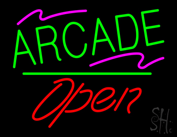 Arcade Open White Line LED Neon Sign
