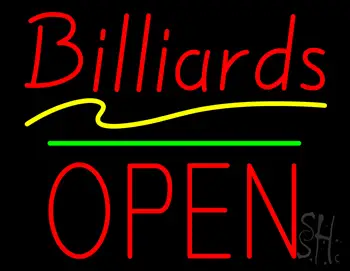 Billiards Block Open Green Line LED Neon Sign