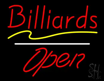 Red Billiards Open White Line LED Neon Sign
