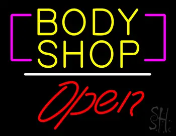 Body Shop Open White Line LED Neon Sign