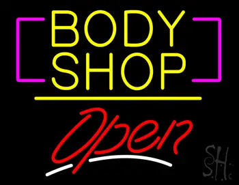 Body Shop Open Yellow Line LED Neon Sign