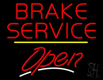 Brake Service Open Yellow Line LED Neon Sign