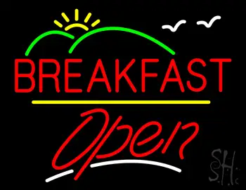 Breakfast Logo Open Yellow Line LED Neon Sign