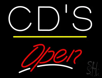 CDs Open Yellow Line LED Neon Sign