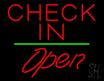 Check In Open White Line LED Neon Sign