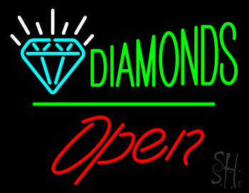 Diamonds Logo Open White Line LED Neon Sign