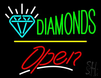 Diamonds Logo Open Yellow Line LED Neon Sign