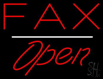 Red Fax Open White Line LED Neon Sign