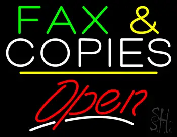 Fax and Copies Open Yellow Line LED Neon Sign