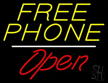 Free Phone Open White Line LED Neon Sign