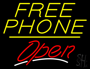 Free Phone Open Yellow Line LED Neon Sign