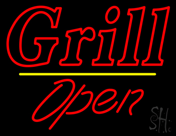 Grill Open Yellow Line LED Neon Sign