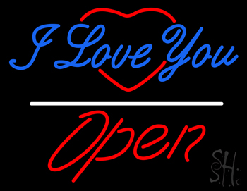 I Love You Logo Open White Line LED Neon Sign