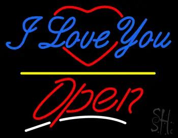 I Love You Logo Open Yellow Line LED Neon Sign