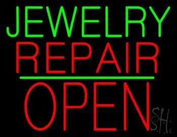 Jewelry Repair Block Open Green Line LED Neon Sign