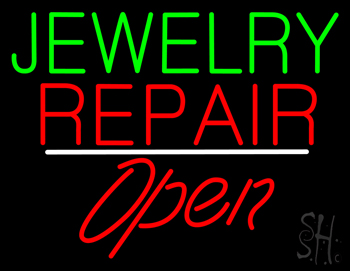 Jewelry Repair Open White Line LED Neon Sign