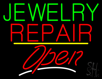 Jewelry Repair Script2 Open Yellow Line LED Neon Sign