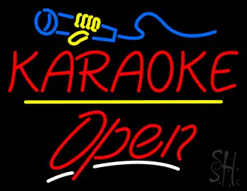 Karaoke Logo Open Yellow Line LED Neon Sign