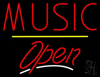 Music Open Yellow Line LED Neon Sign