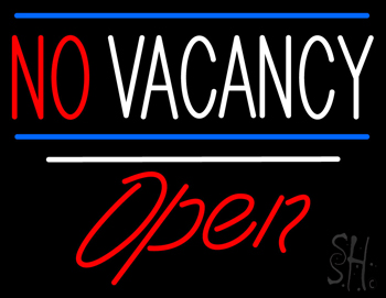 No Vacancy Open White Line LED Neon Sign