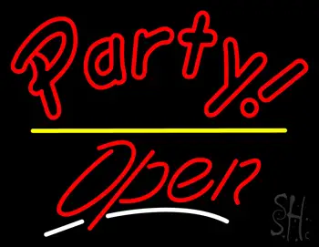 Red Party Open Yellow Line LED Neon Sign