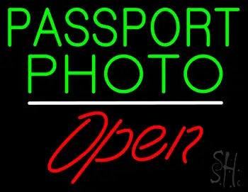 Passport Photo Open White Line LED Neon Sign
