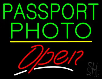 Passport Photo Open Yellow Line LED Neon Sign