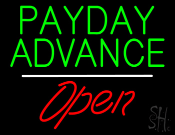 Payday Advance Open White Line LED Neon Sign