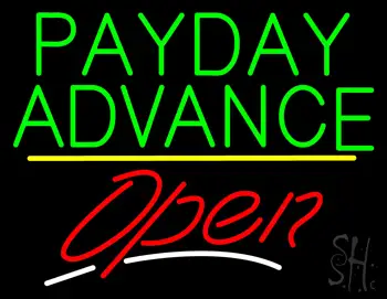 Payday Advance Open Yellow Line LED Neon Sign