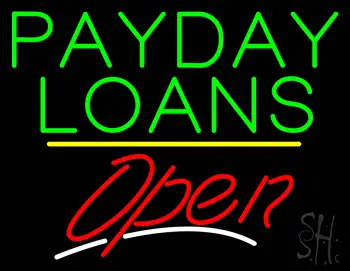 Payday Loans Open Yellow Line LED Neon Sign