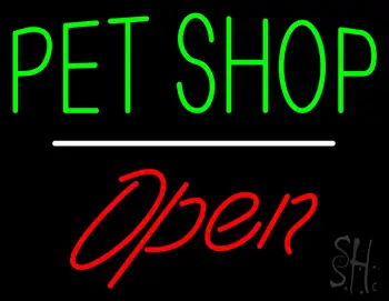 Pet Shop Open White Line LED Neon Sign