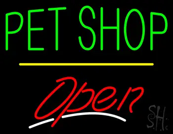 Pet Shop Open Yellow Line LED Neon Sign