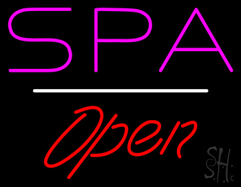 Pink Spa White Line Red Open LED Neon Sign