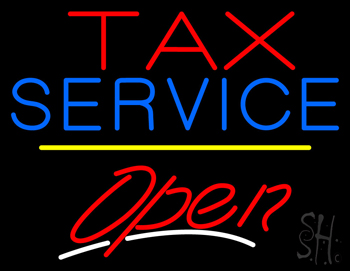 Tax Service Open Yellow Line LED Neon Sign