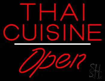 Thai Cuisine Open White Line LED Neon Sign