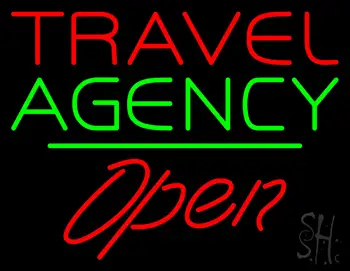 Travel Agency Open Green Line LED Neon Sign