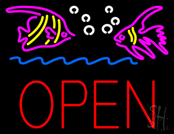 Fish Logo Block Open LED Neon Sign