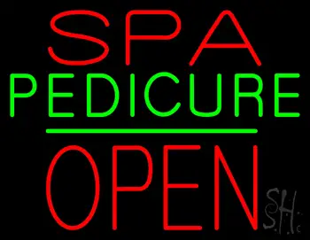 Red Spa Pedicure Block Open LED Neon Sign