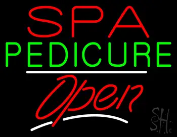 Red Spa Pedicure Slant Red Open LED Neon Sign