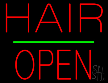Hair Block Open Green Line LED Neon Sign