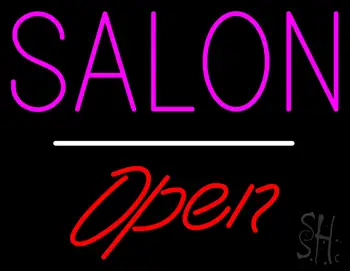 Salon Open White Line LED Neon Sign