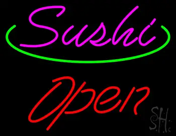 Pink Sushi Red Open LED Neon Sign
