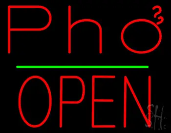 Red Pho Block Open Green Line LED Neon Sign