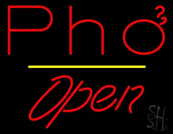 Pho Open Yellow Line LED Neon Sign