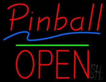 Pinball Open Block Green Line LED Neon Sign