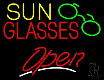 Sun Glasses Open White Line LED Neon Sign