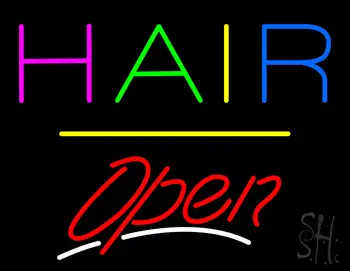 Multi Colored Hair Open Yellow Line LED Neon Sign