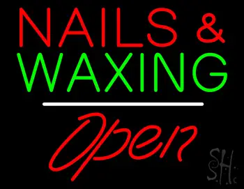 Red Nails and Green Waxing Open White Line LED Neon Sign