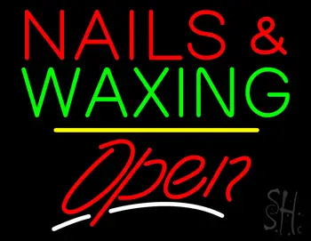 Nails and Waxing Open Yellow Line LED Neon Sign